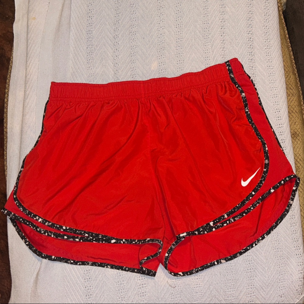 Nike Women's Red and Black Trim Athletic Shorts